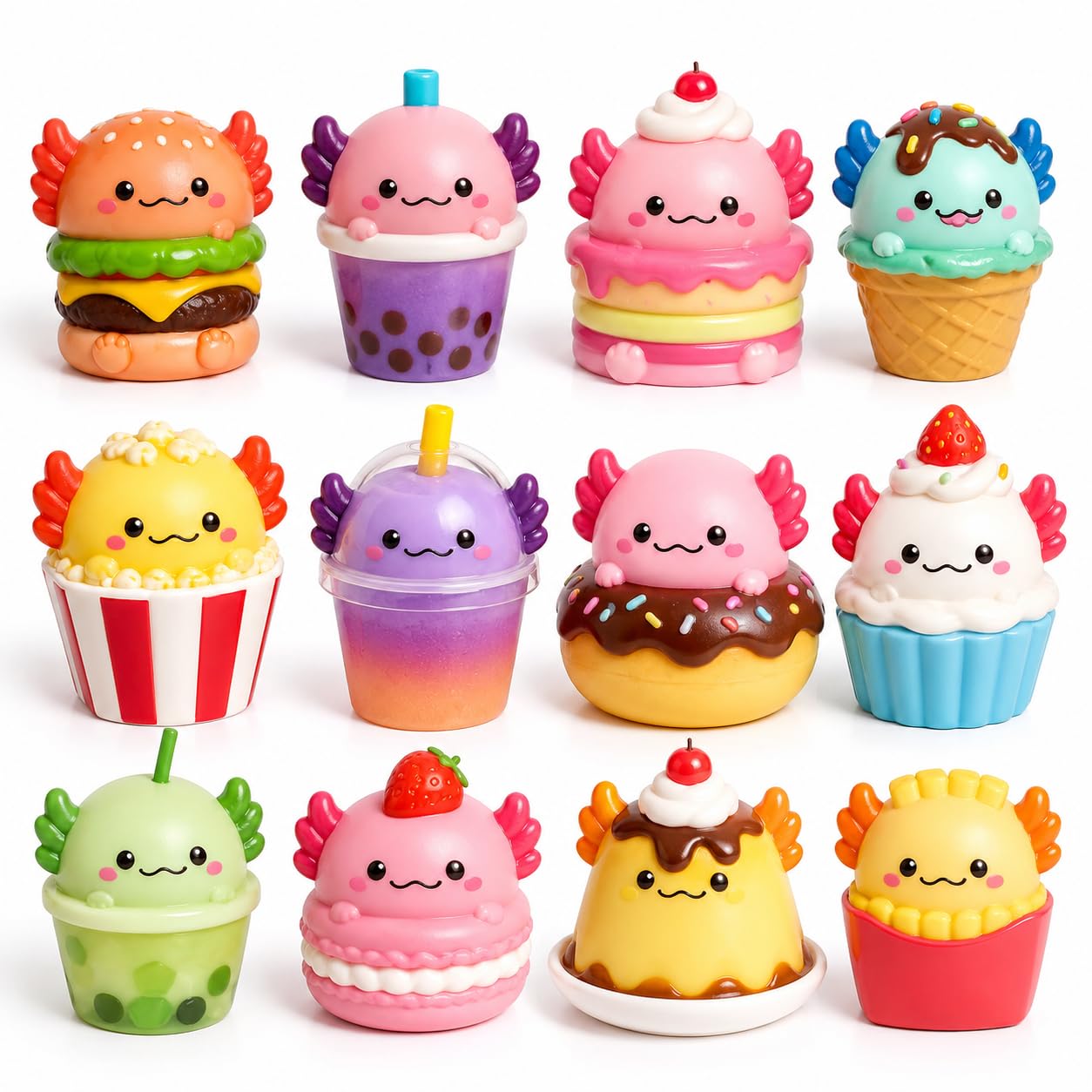 12PCS Salamander Squishy, Party Bag Fillers Set of 12, Sensory Play Pieces for Daily Play, Cute Animal Figures for Classroom Rewards, Mini Collectible Salamander Squishy