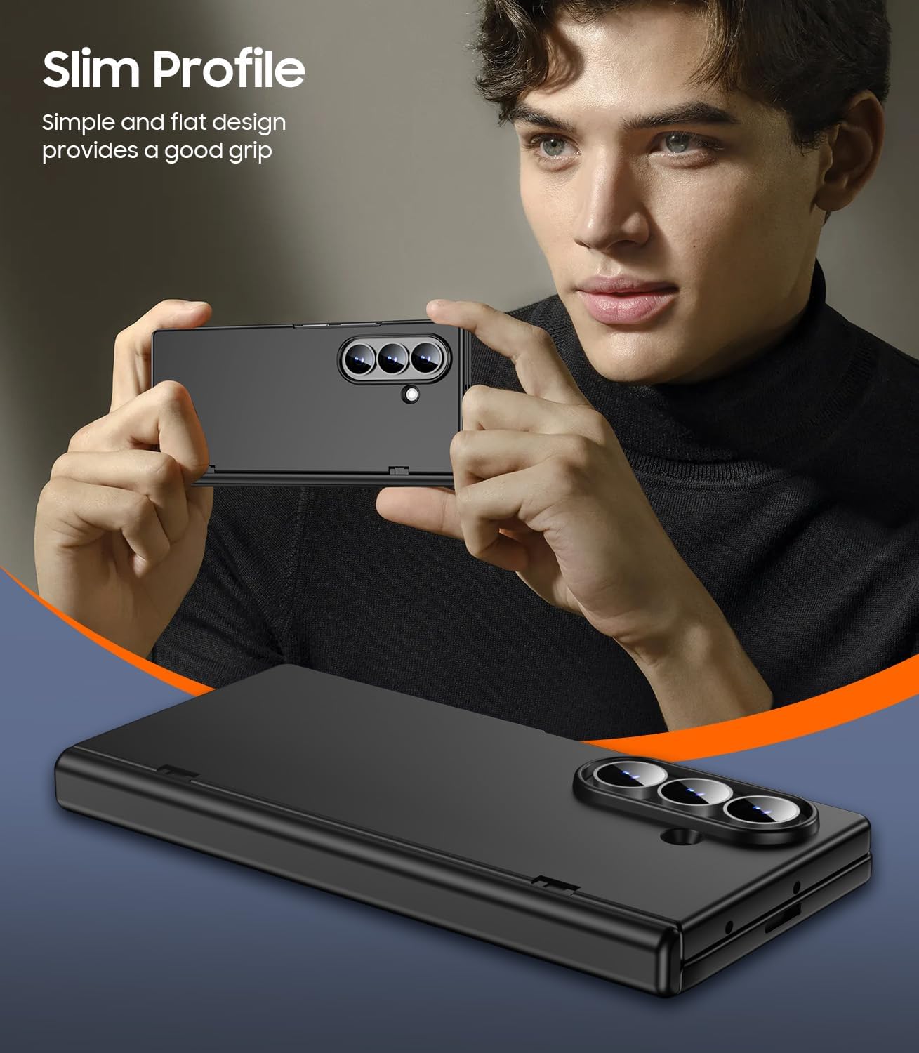 Slim Thin for Samsung Galaxy Z Fold 7 Case, Built-in Outer Screen Protector, Hinge Protection, Fold7 Full Body Hard Shockproof Phone Cover, Black - Image 5