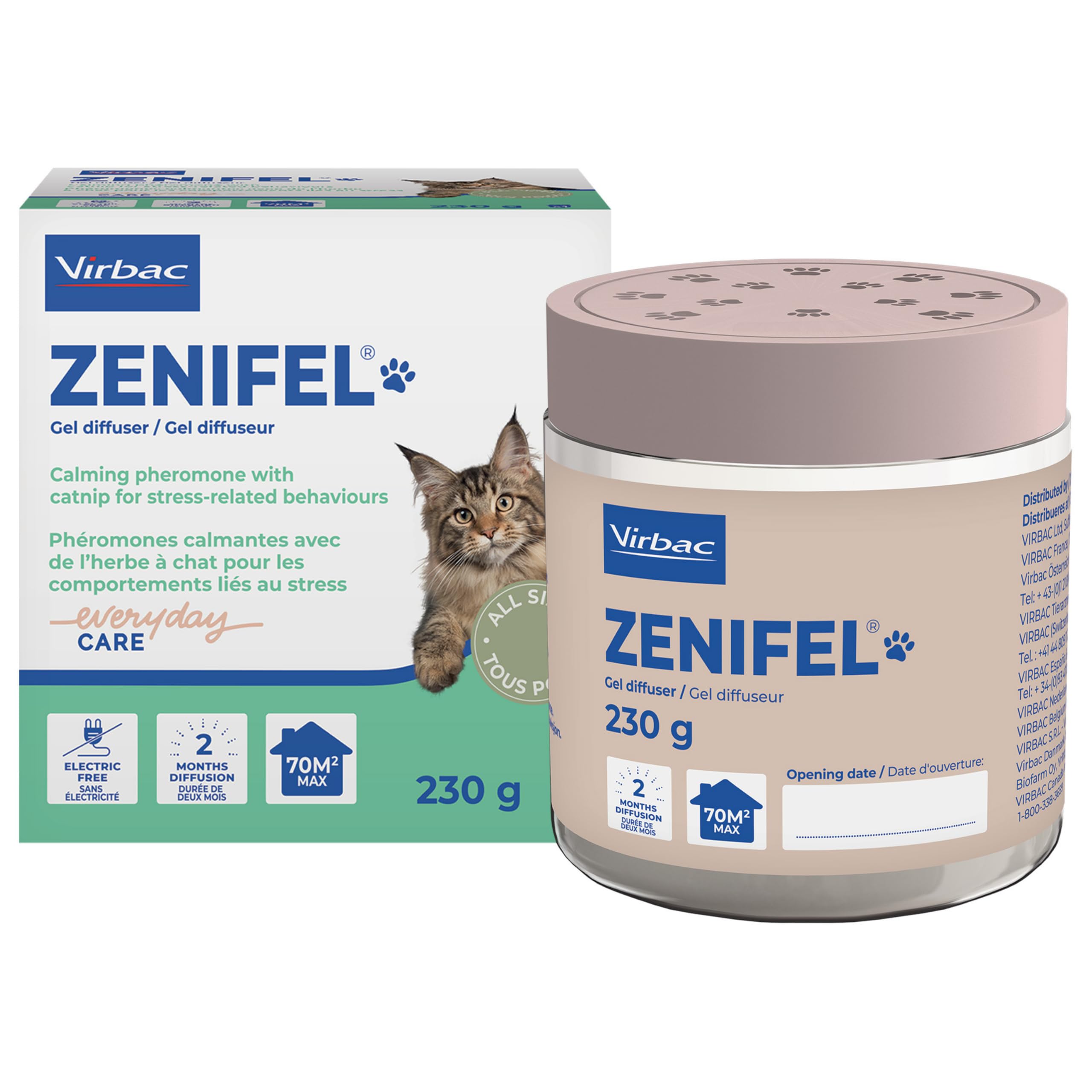 Zenifel Virbac Gel Cat Pheromone Diffuser - Calming Pheromones and Catnip for Cats - Lasts Up to 2 Months - Electric-Free