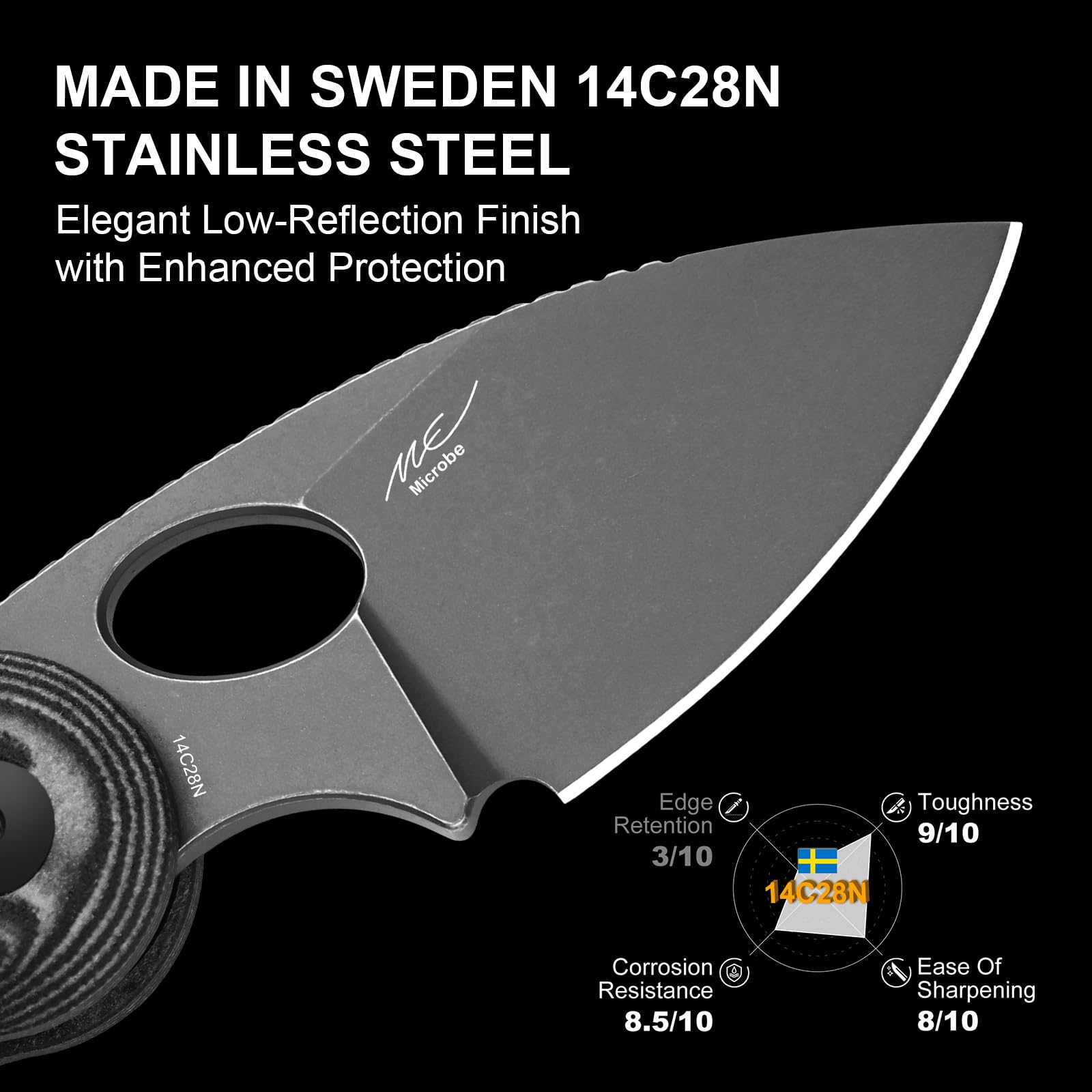Kizer Microbe EDC Taschenmesser 5,56 cm 14C28N Stahl Drop Point Klinge Klappmesser Micarta Griff