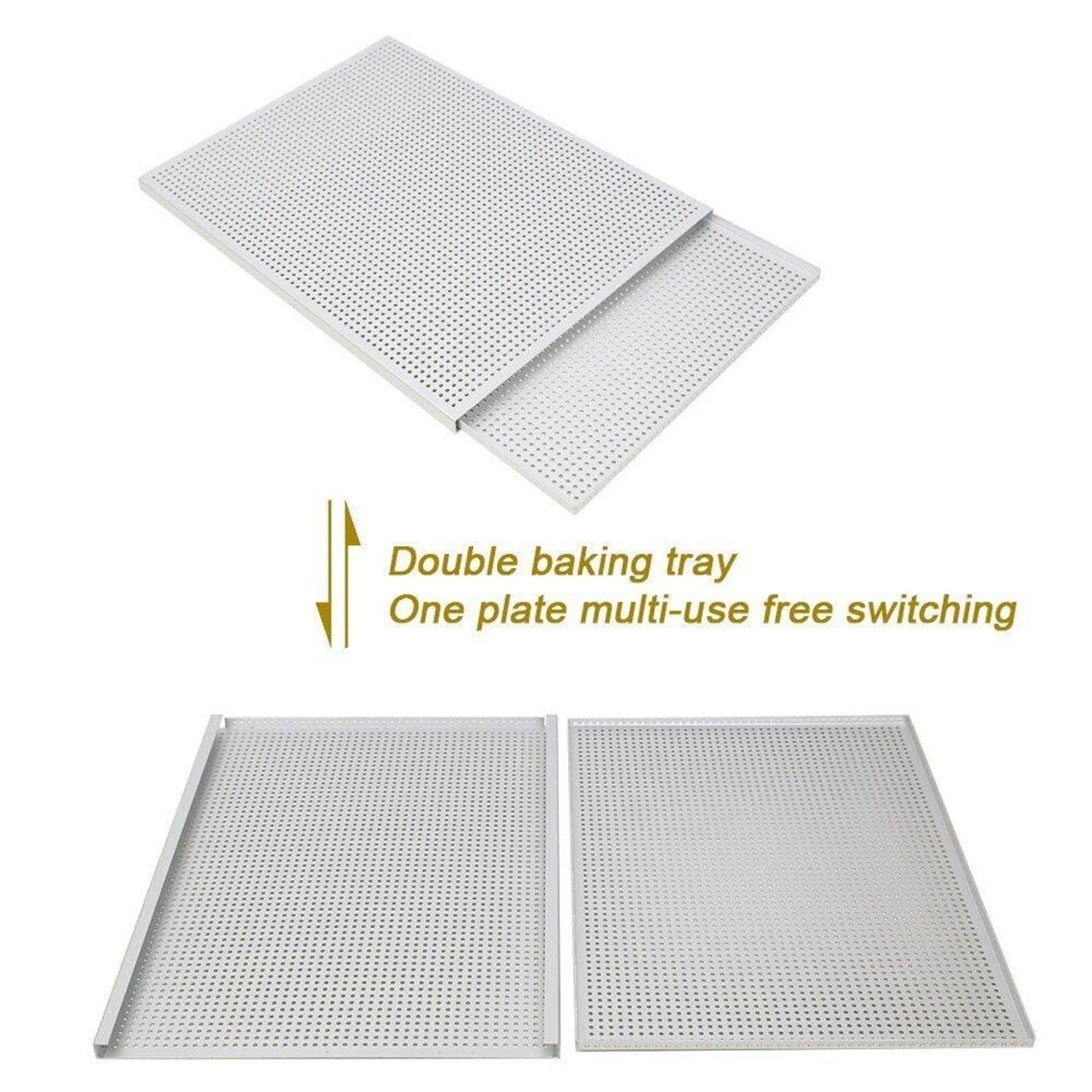 Perforiertes Backblech für Blätterteig, rechteckiges Backblech mit Silikon-Pad, Mehrzweck-Backform aus Aluminiumlegierung für Brot, Desserts und Bäckerei