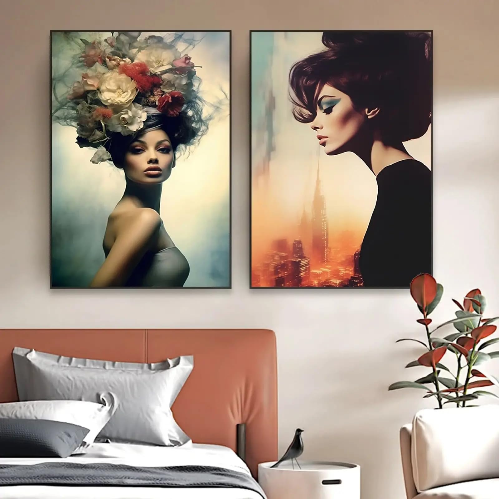 Affiche femme au chapeau fleuri haut de gamme TONGYINLI decoration murale de salon - 8