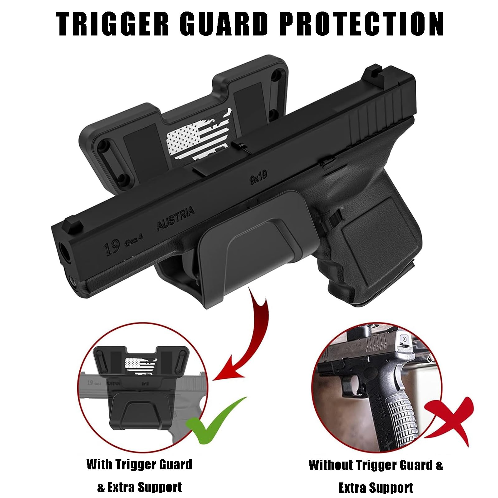 Supporto Magnetico per Pistola con Protezione del Grilletto, Portata Massima del Magnete per Pistola 60 Libbre, Nascosto nella Cassaforte da Scrivania, Facile da Aprire e Chiudere