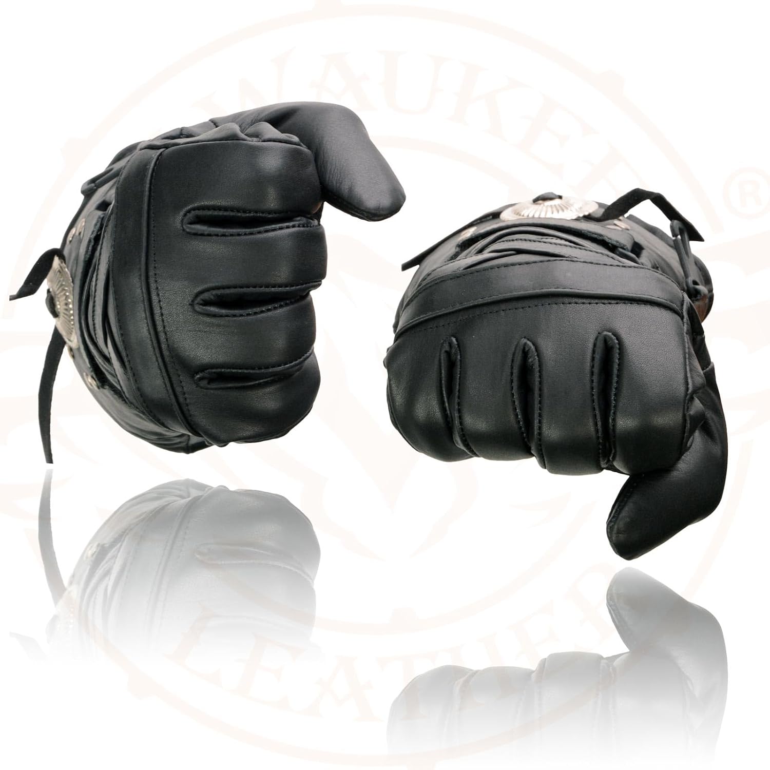 Milwaukee Leather SH231 Men's Black Leather Warm Gauntlet Motorcycle Cold Weather Gloves - Image 6