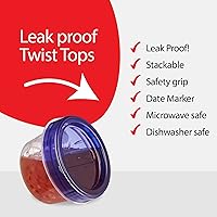 Vista 5 de PLASTICPRO Paquete de 6 recipientes de almacenamiento de alimentos con tapa giratoria con rosca azul, recipientes reutilizables de 4 onzas
