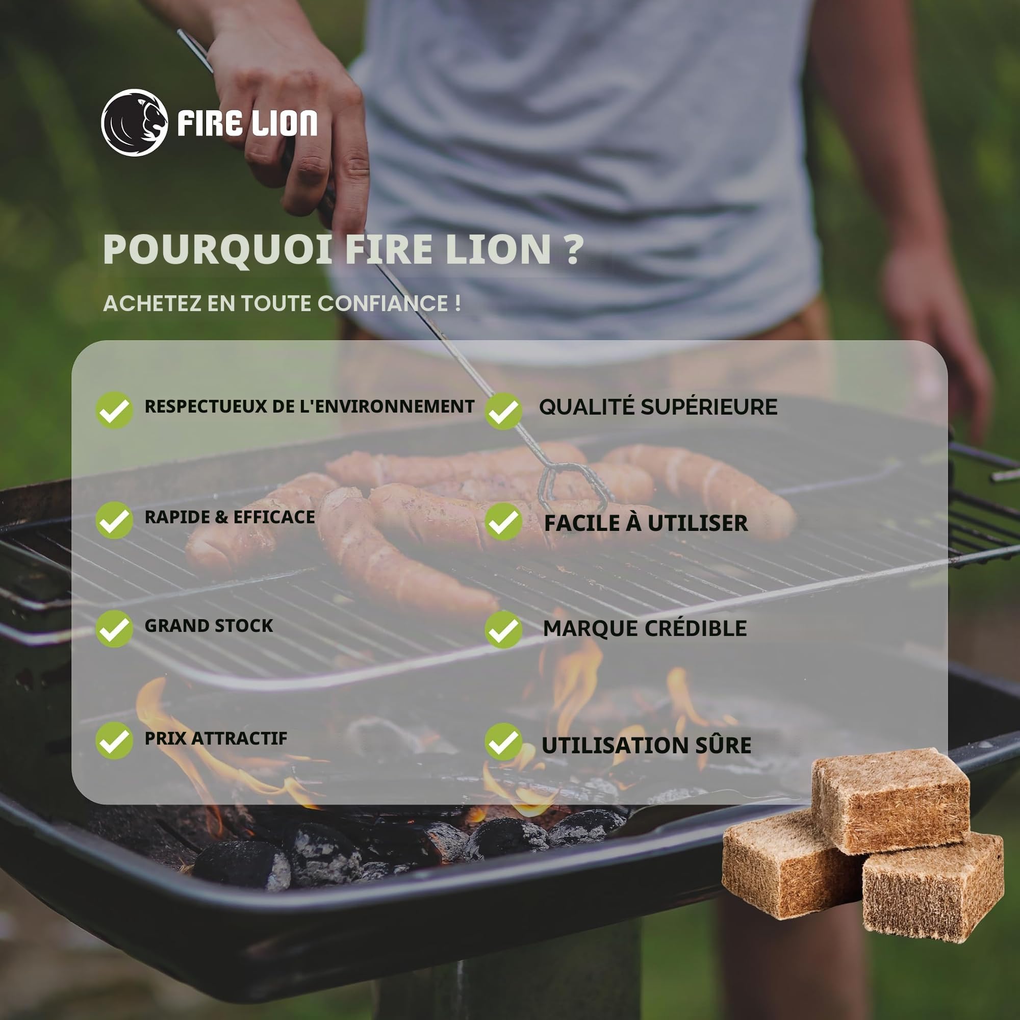 Jusqu'à 960 Cubes Allume-feu pour cheminée, Barbecue et Four – particulièrement Nombreux Allume-feu de qualité supérieure – 24 plaques d'allumage de 32 ou 40 Cubes chacune – Produit végétal