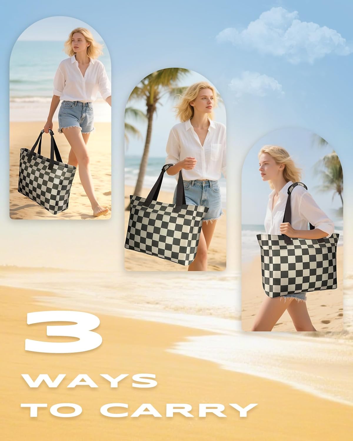 35L Large Beach Bag, Waterproof Sandproof Beach Bags for Women, Beach Tote Pool Bag with Zipper Wet Compartment - Image 7