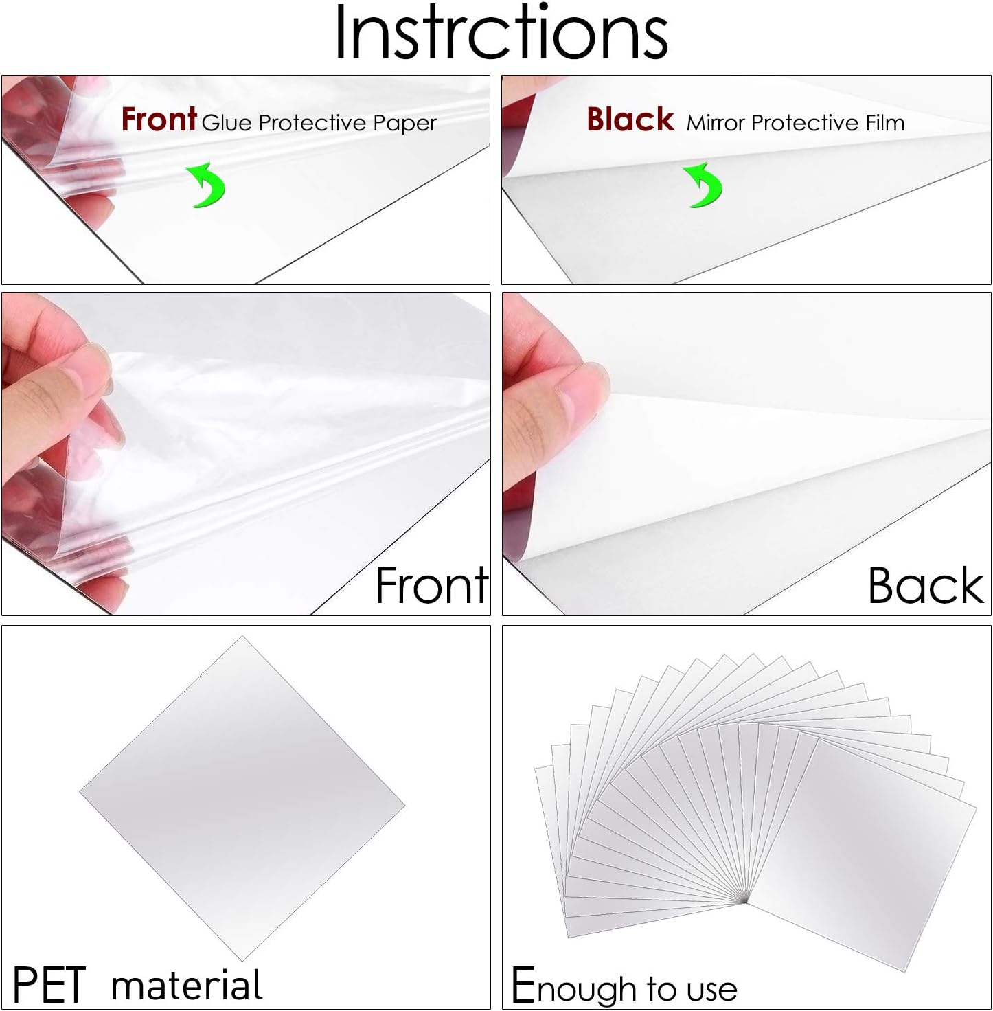 BBTO 20 Pieces Mirror Sheets Self Adhesive Non Glass Cut to Size Mirror Stickers Tiles for Wall Flexible Sticky Mirror()