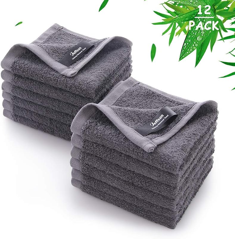 JEFFSUN Panos faciais reutilizáveis para remoção de maquiagem, cinza, 10,16 cm x 10,16 cm, pacote com 12