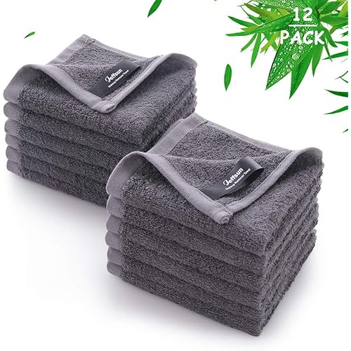 JEFFSUN Bamboo Wash Cloths, Super Soft Makeup Remover Facial Cleansing Cloths, 12 Pack Gentle & Skin Friendly Face Towels for Sensitive Skin, 10x10 inch Small Face Cloths Baby Washcloths