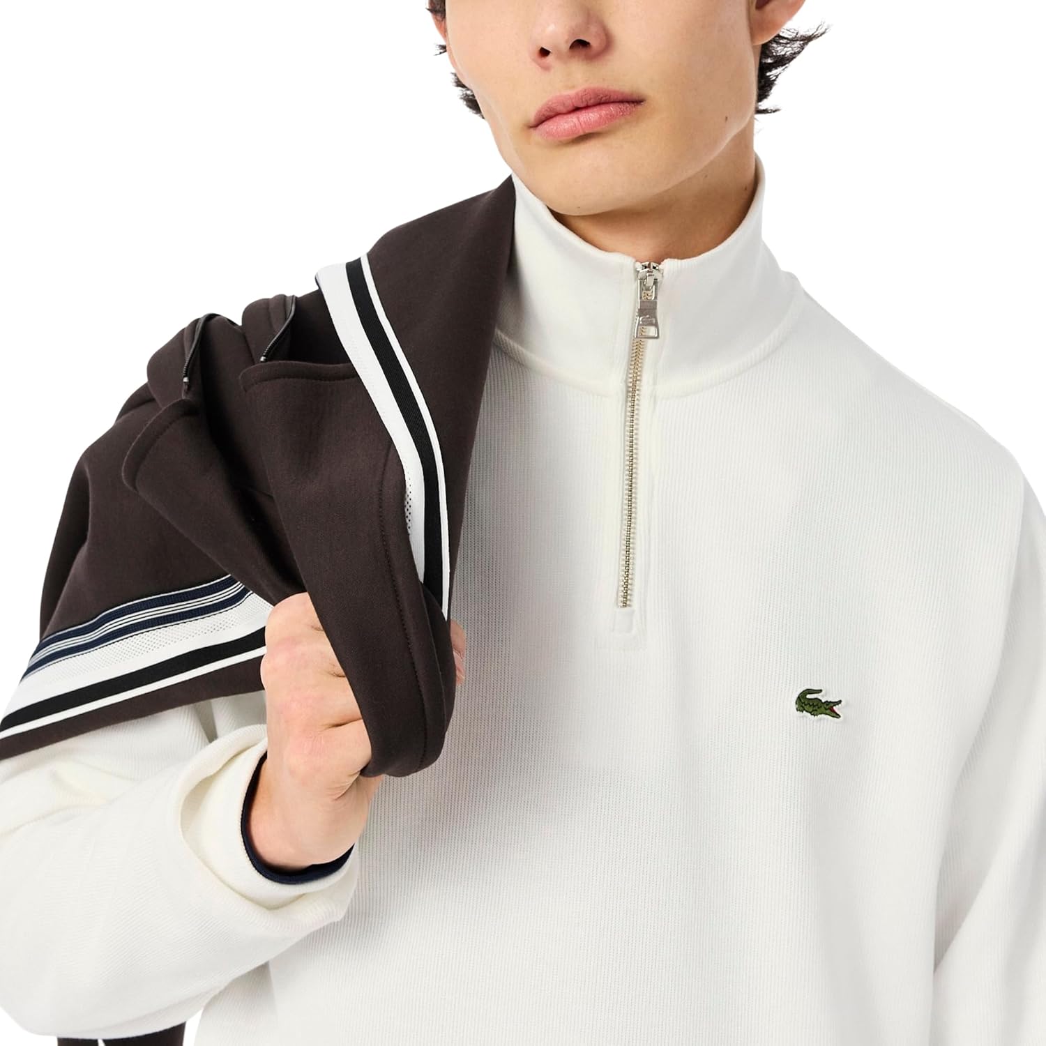 Lacoste mens Zip-up High Neck Interlock Sweatshirt - Image 3