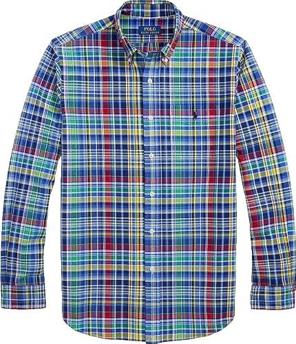 Image of POLO RALPH LAUREN Men's Classic Oxford Long Sleeve Sport Shirt, Rl Multi Blue/Red/Yellow, Medium