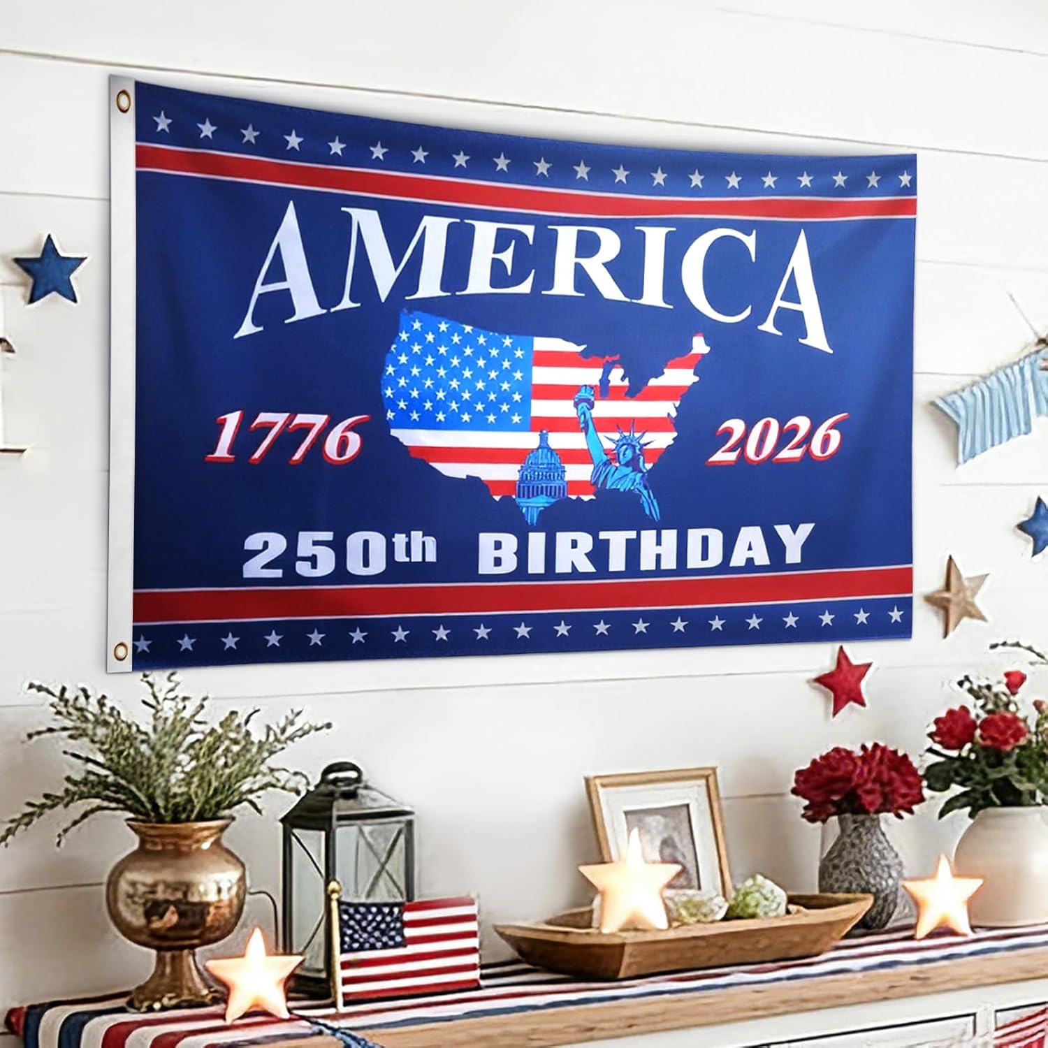 250th Anniversary American Flag - 3x5 Ft Double Sided 3 Layers Patriotic Flags - 4th of July Decorations Independence Day 250th Anniversary Flag for Indoor Outdoor Decoration
