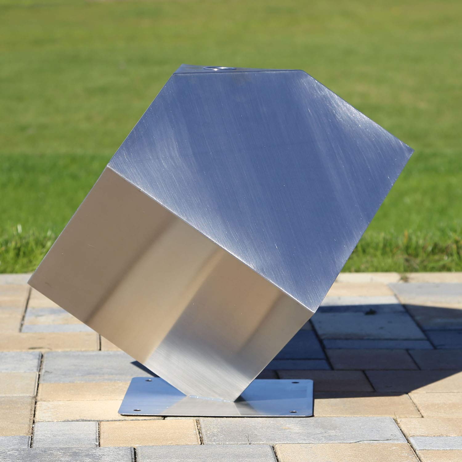 CLGarden Edelstahl Element Würfel stehend Skulptur für Garten Deko DIY Springbrunnen