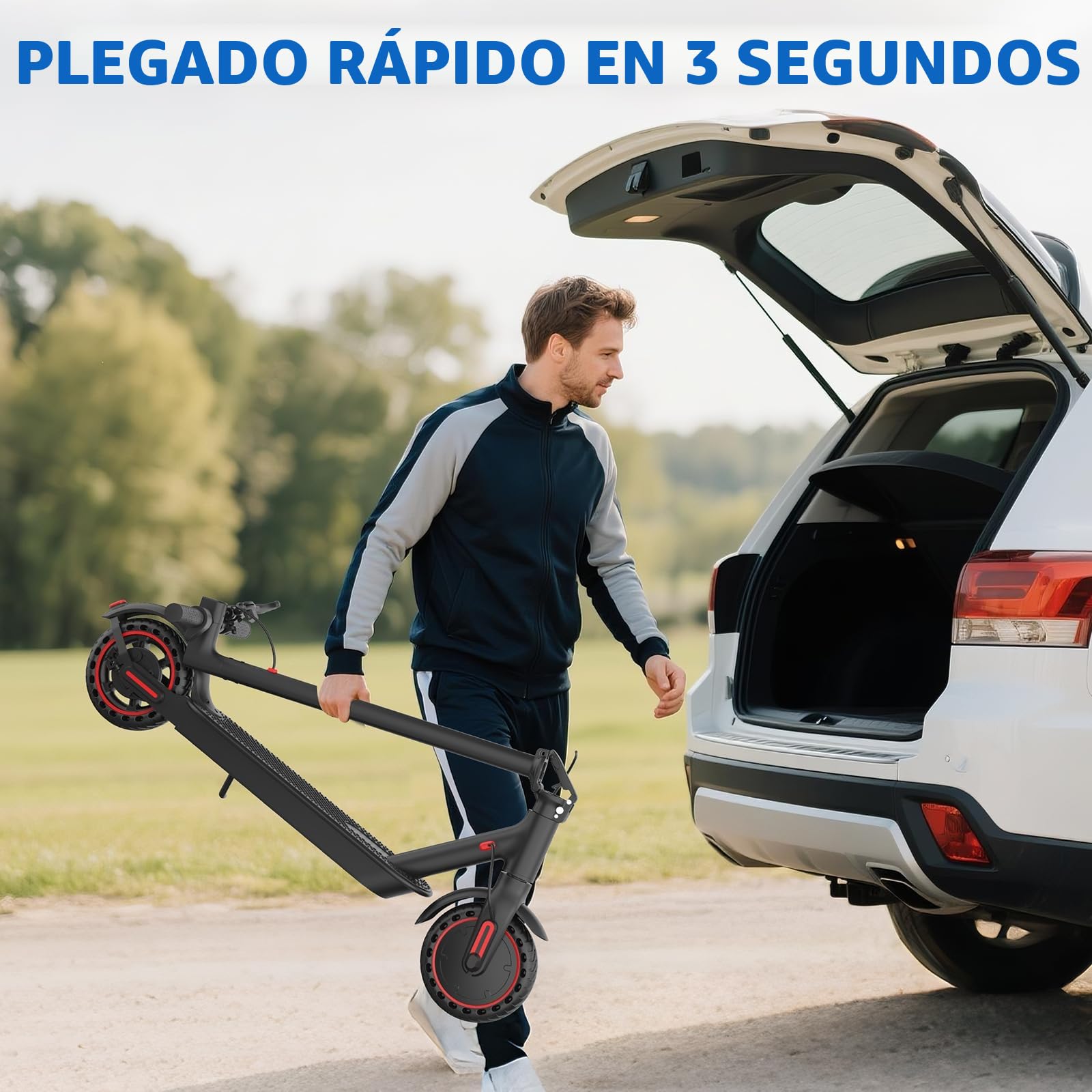 Patinete eléctrico Patinete eléctrico plegable con velocidad máxima de 20 km/h y autonomía de hasta 30 km, sistema de frenado doble, pantalla LED y configuración de la aplicación