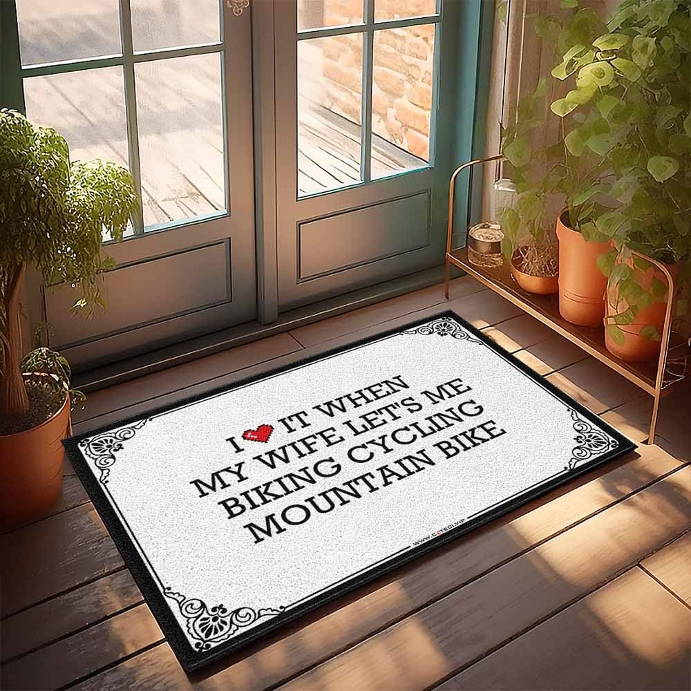 Tapis de cuisine et de ferme vélo VTT inscription humour 65 x 90 cm