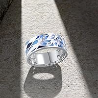 Vista 3 de Santuzza Anillo de plata de ley 925 con patrón de flores esmaltadas para mujer