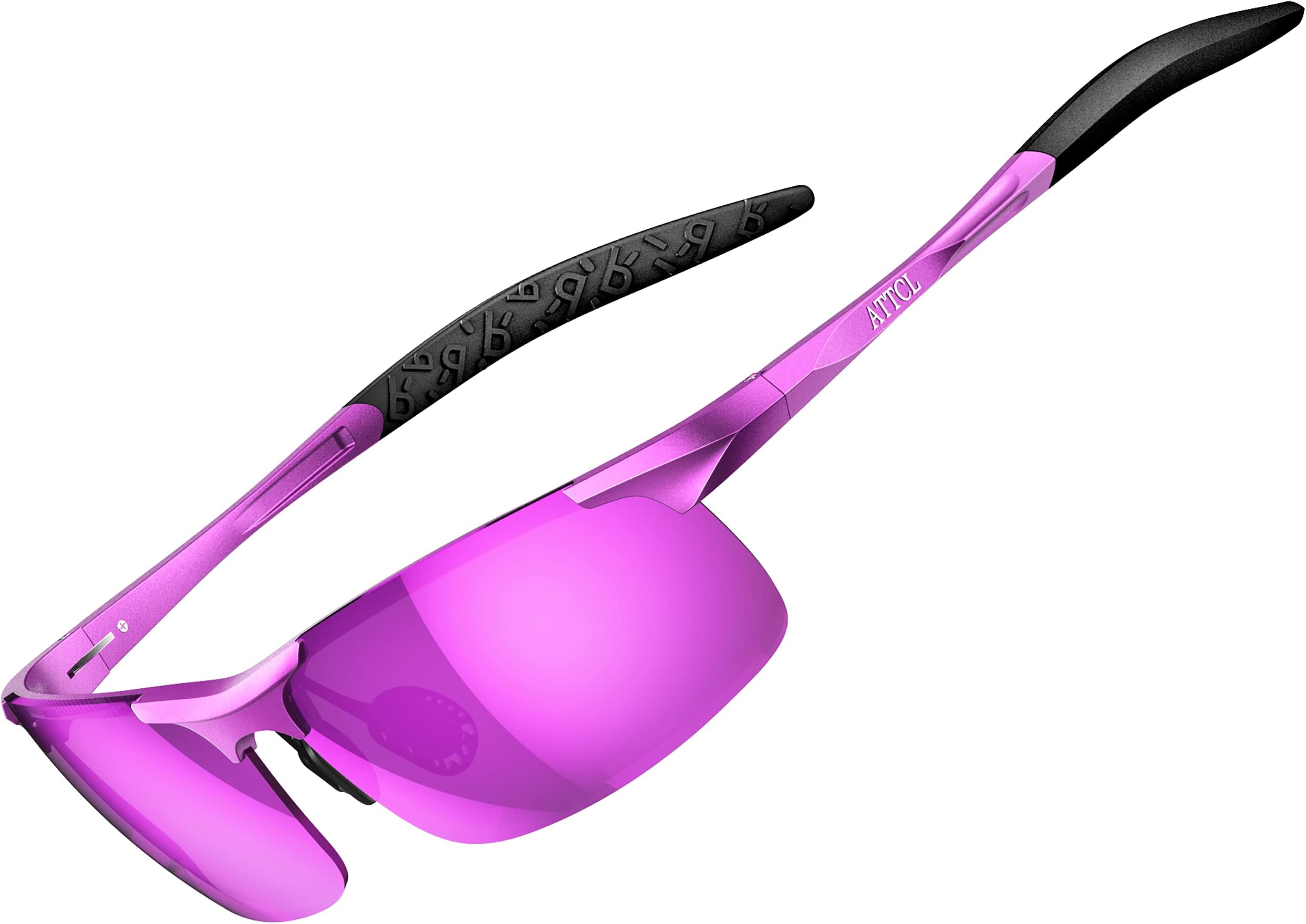 Polarized Sunglasses Men Sports: UV Protection Anti Glare Wrap Around Lightweight Metal Driving Fishing Golf Running