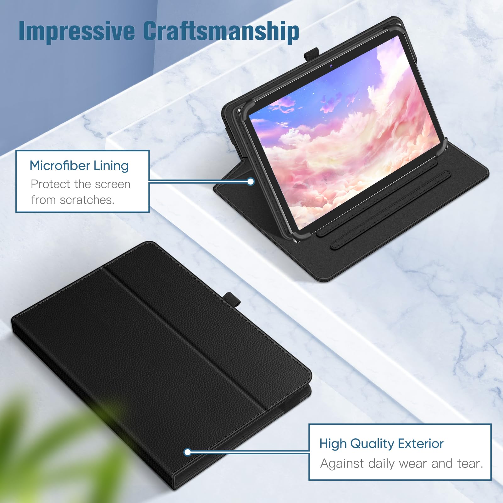 Funda giratoria universal para tableta de 9 a 11 pulgadas, rotación de 360 grados, funda protectora inteligente con bolsillo compatible con tableta de pantalla táctil de 9, 9.7, 10, 10, 10.1 y 7