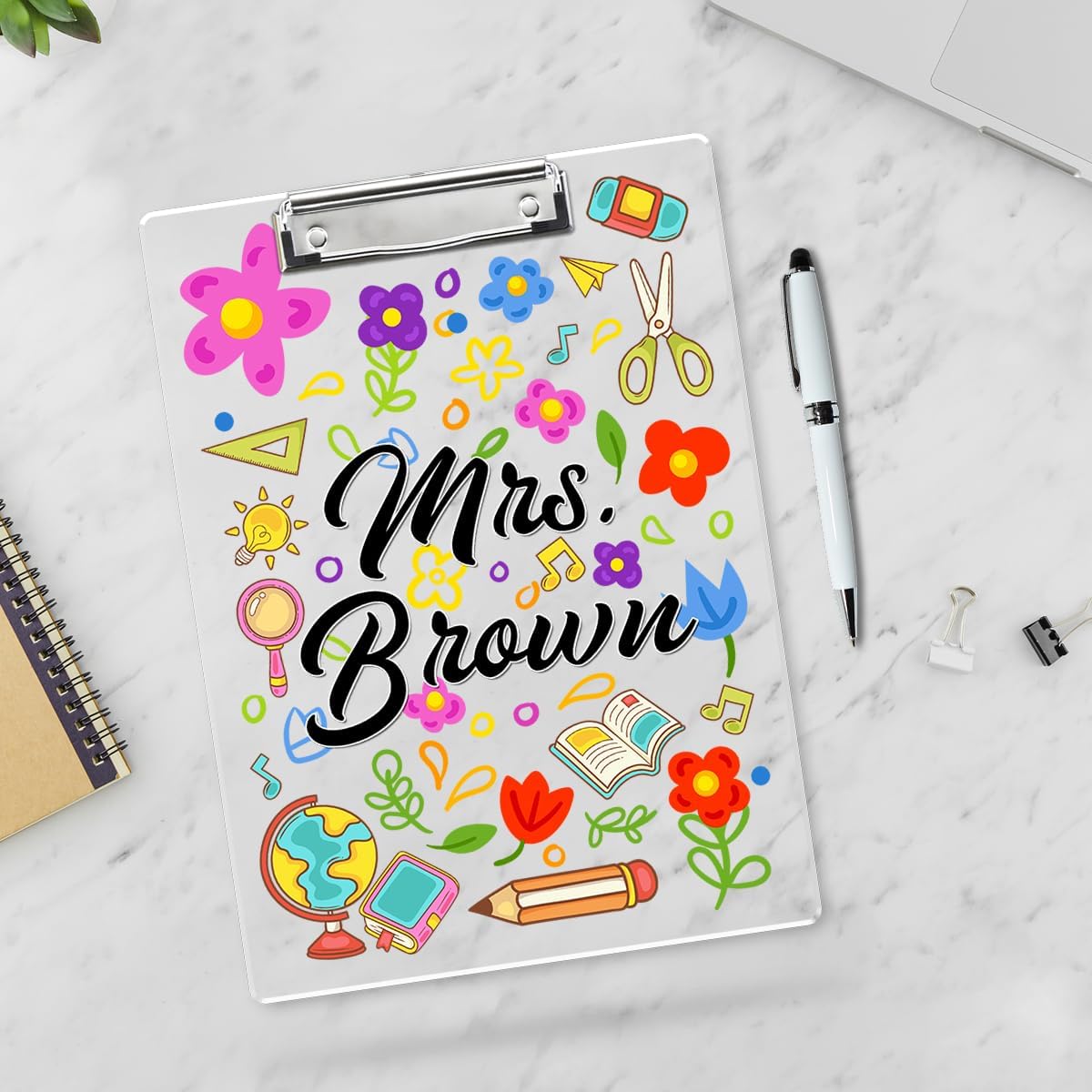 Custom Teacher Name Clipboard, Personalized Back to School Teacher Gifts, Custom Acrylic Clipboard with Teacher Name, Teacher Appreciation Gift (09)