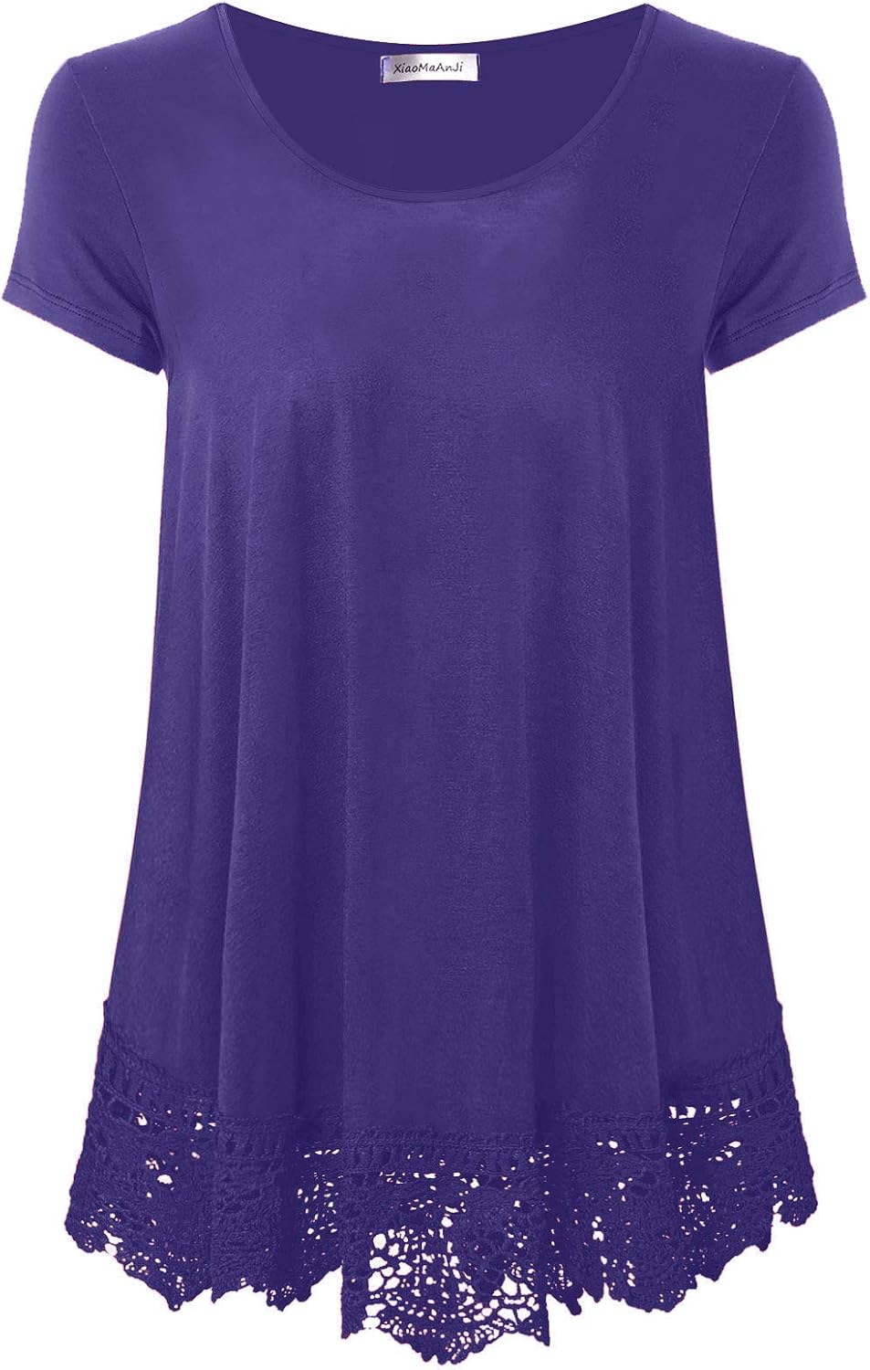 Plus Size Tunic Tops for Women Blouses Shirt Loose Fit Lace Extender Short Sleeve Halloween