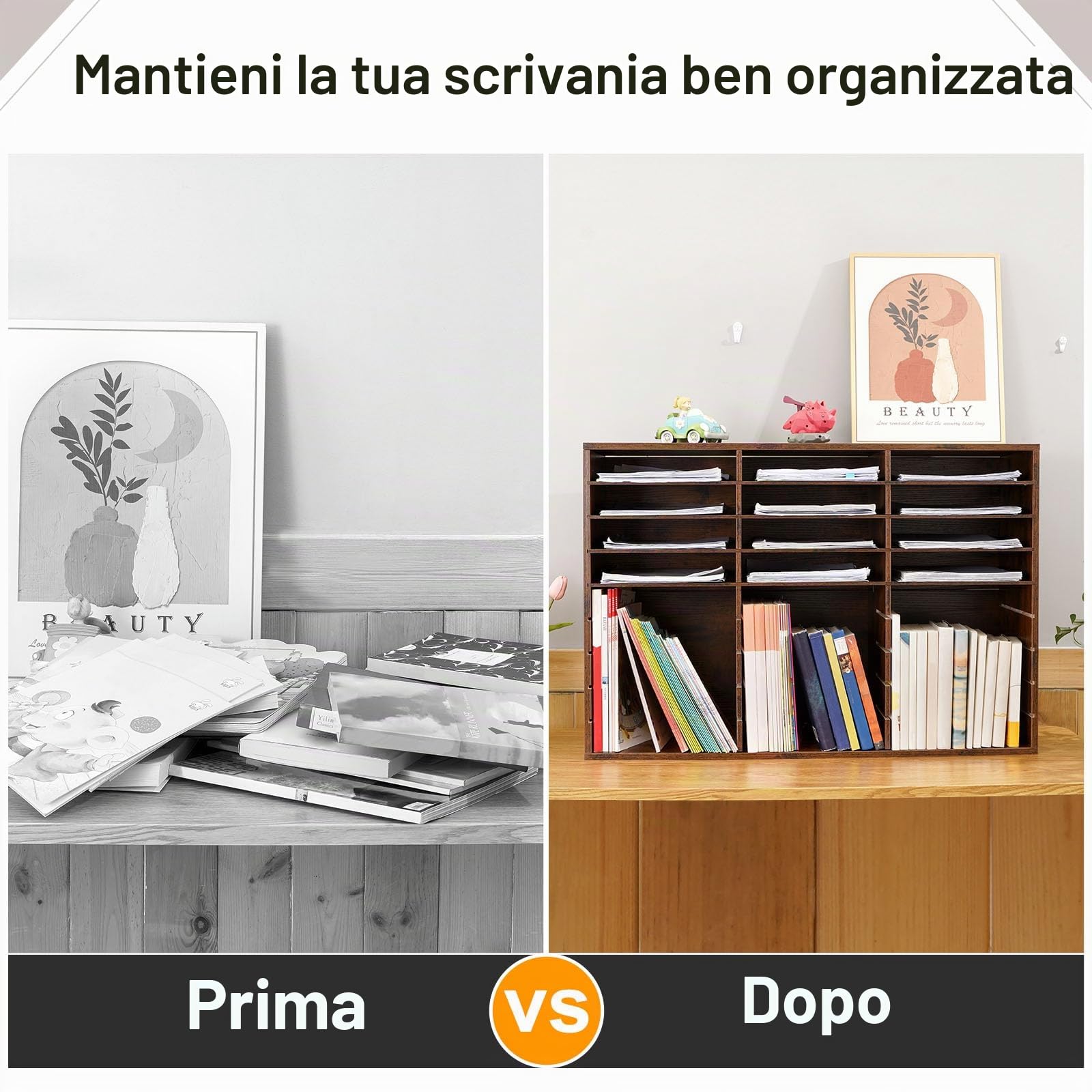 GUUSII HOME Porta Documenti Ufficio Scrivania Organizzatore Portadocumenti a4 Organizer Ufficio Portaoggetti Documenti Desk Organizer Vaschette Legno Cassettiera Con (marrone)