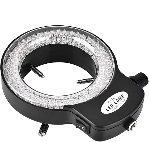 Miniatura 6 de Demeras Anillo de luz de microscopio, 144 cuentas LED, fuente de luz, iluminador de brillo ajustable para microscopio, instrumento óptico (negro,
