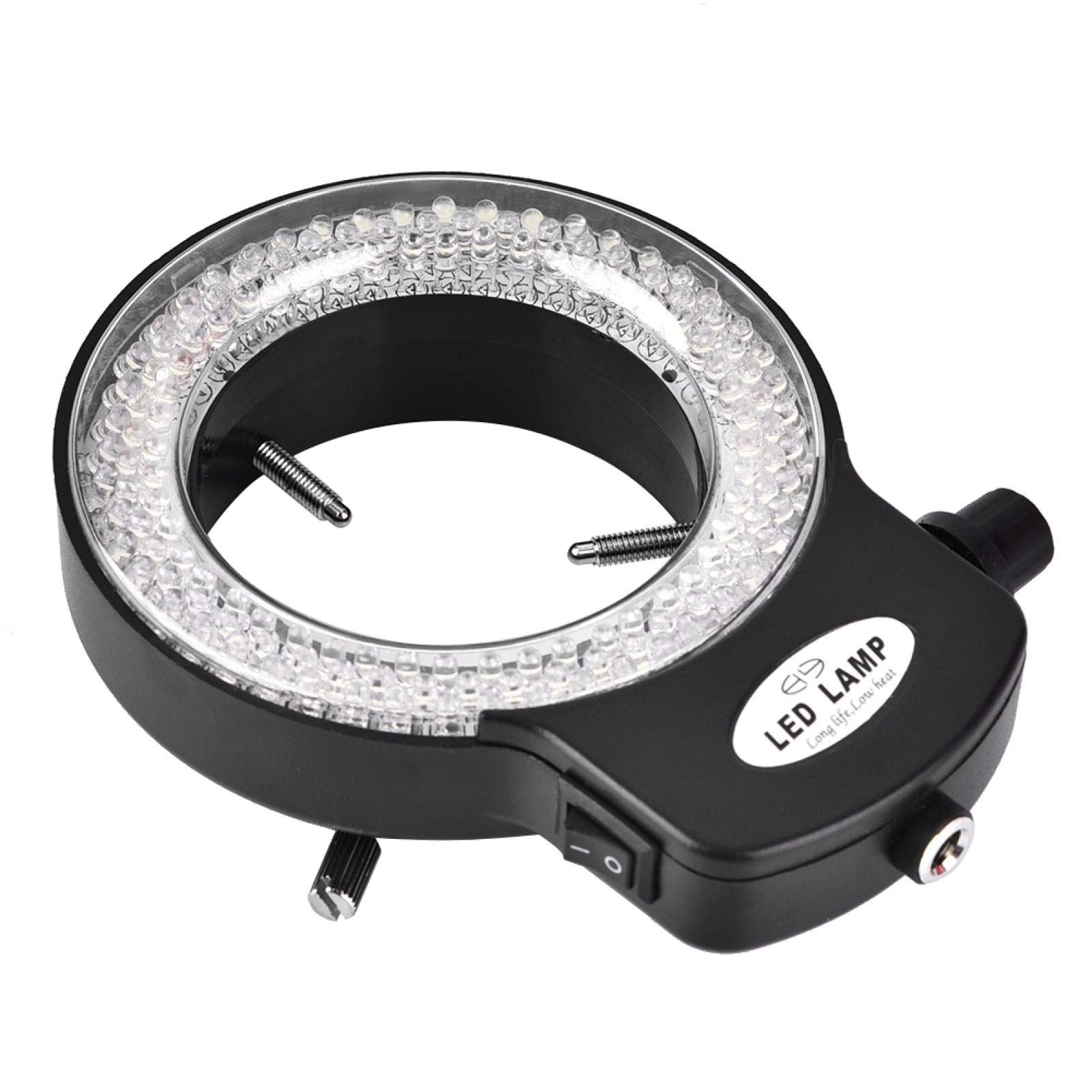 Akozon 144 LED Oświetlenie pierścieniowe Koraliki Źródło światła Luminous Regulowana lampa pierścieniowa do mikroskopu stereo (czarna)
