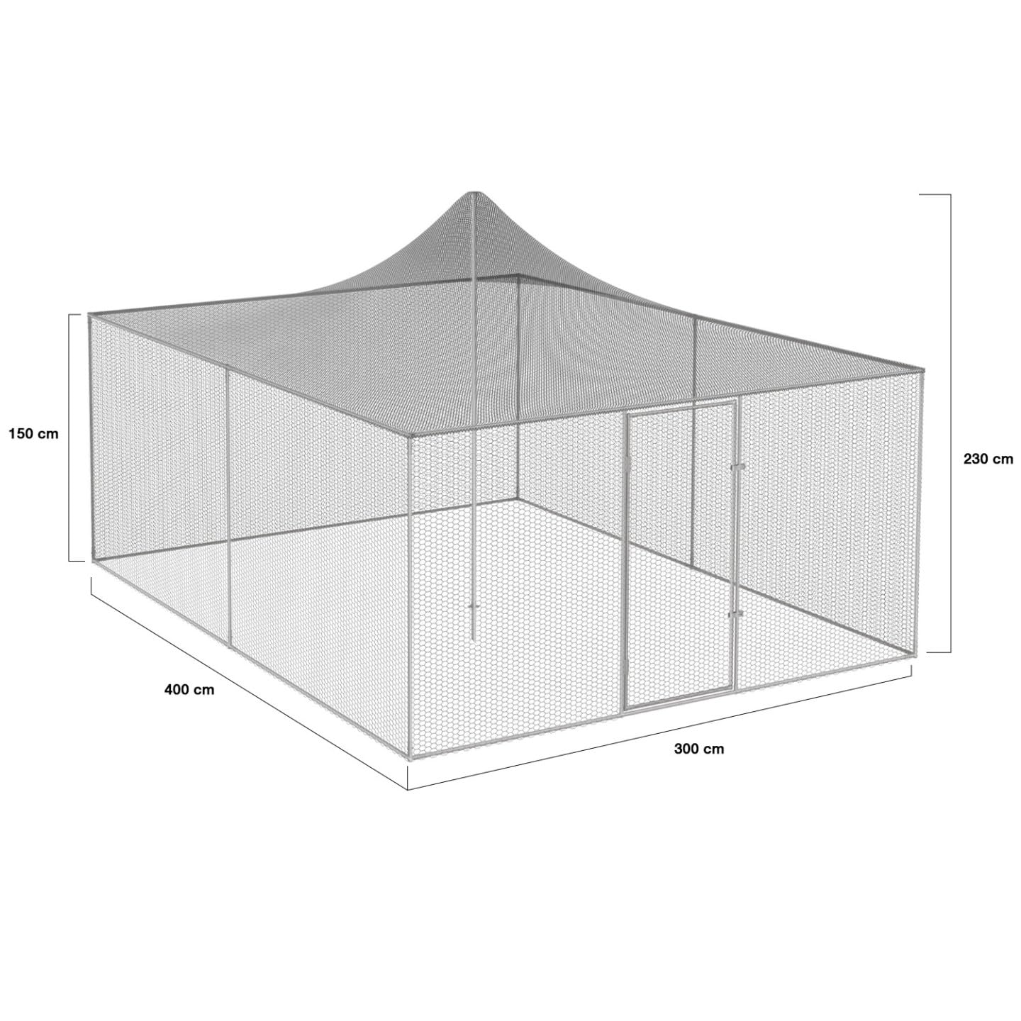 IDMarket - Volière 12m² enclos poulailler 3x4M Parc grillagé Toit Filet Acier galvanisé