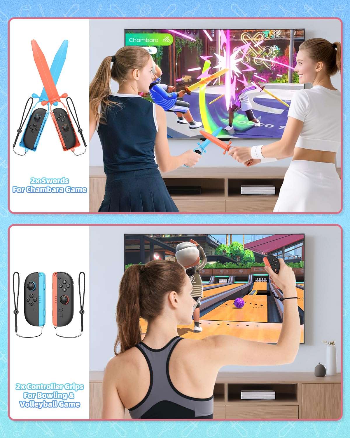 [13 in 1 - for Switch2/1] - Switch Sports Zubehör-Set für Nintendo Switch2/1/ OLED, Familien-Party Sportspiele Kit mit Tragetasche - Kompatibel mit Joy-con 2 & allen Switch Sports-Spielen