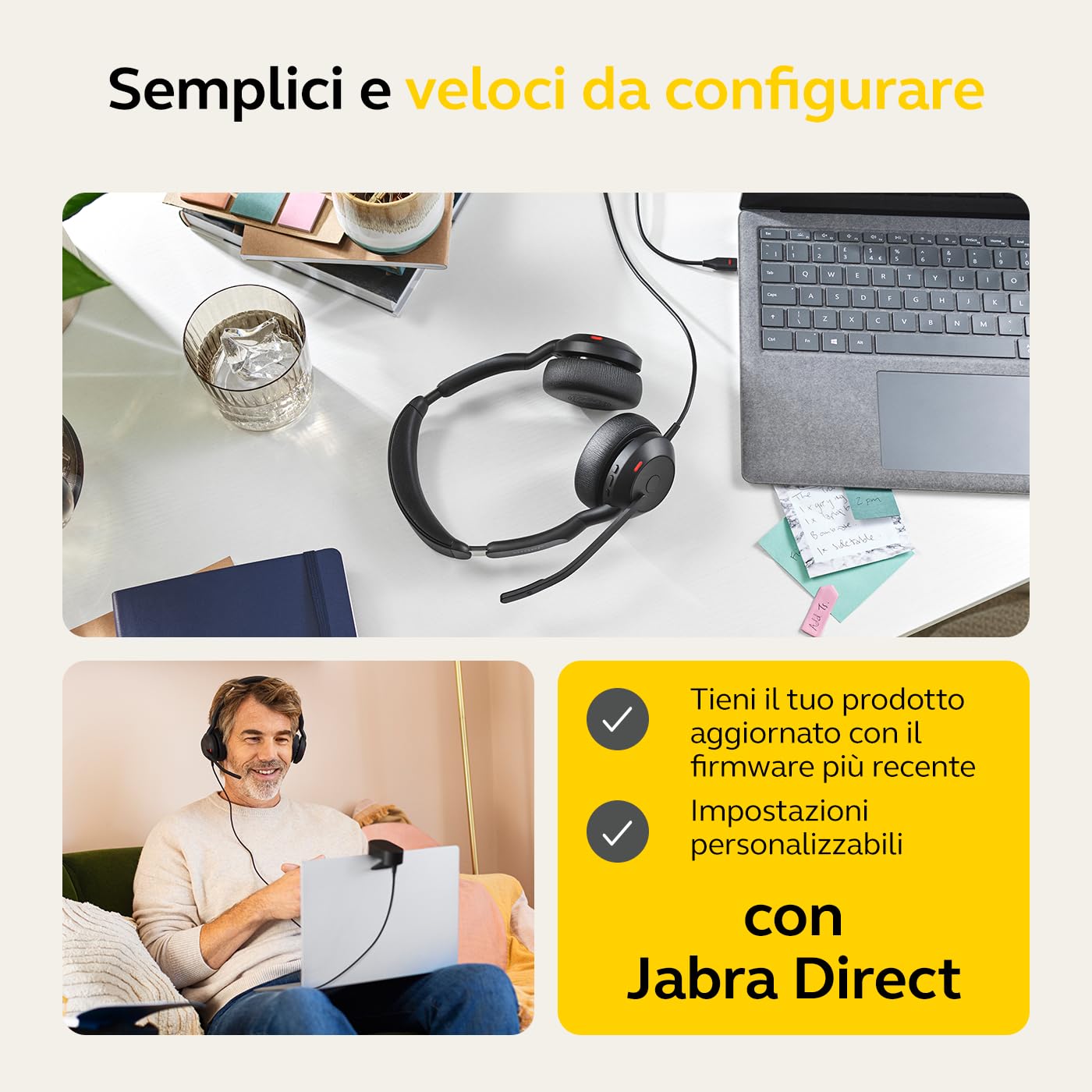 Jabra Evolve2 50 Cuffie Stereo cablate con Jabra Air Comfort, USB-A, Tutte le piattaforme, Stereo, Evolve2 50