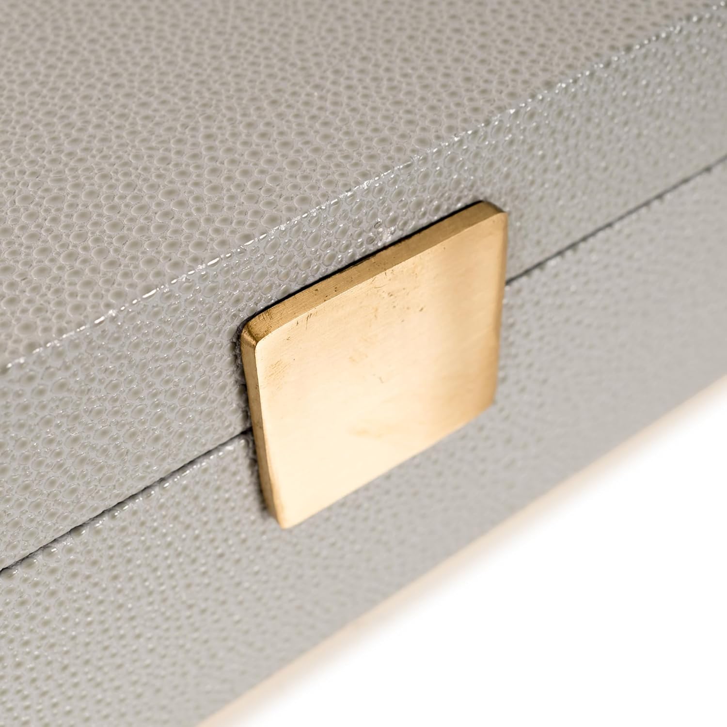 Howard Elliott Collection Anette Decorative Storage Box, Large Square Faux Shagreen Finish with Gold Hardware, Modern Accent Organizer for Jewelry, Remotes or Keepsakes, 5.5H x 9.5W x 9.5D, Taupe