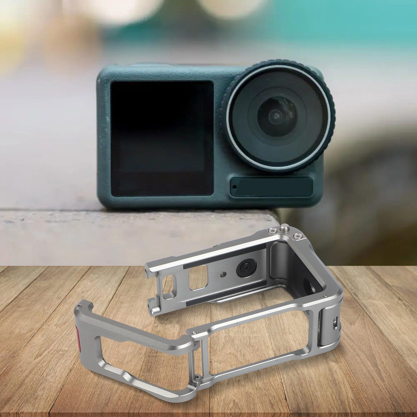 Aluminiowa klatka do DJI do osmo Action 6, metalowa rama ochronna z podwójnym otwieraniem, lekka obudowa z ochroną obiektywu do zdjęć na świeżym powietrzu, czarna