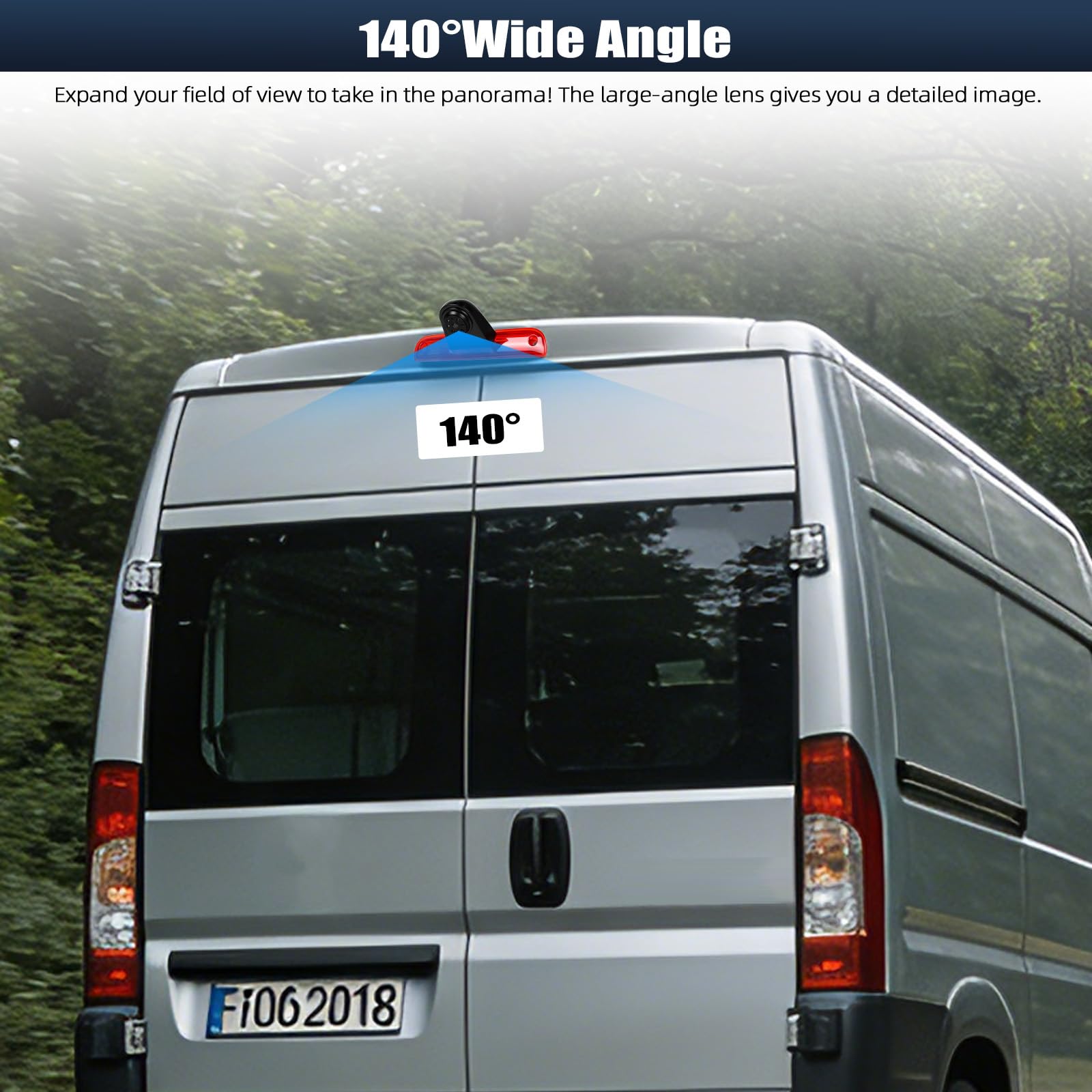 Cámara de Marcha atrás CAMECHO 720P HD para FIAT Ducato/Peugeot Boxer 2006-2018, Gran Angular 140°, Impermeable IP67, visión Nocturna con Luces infrarrojas, fácil de Instalar