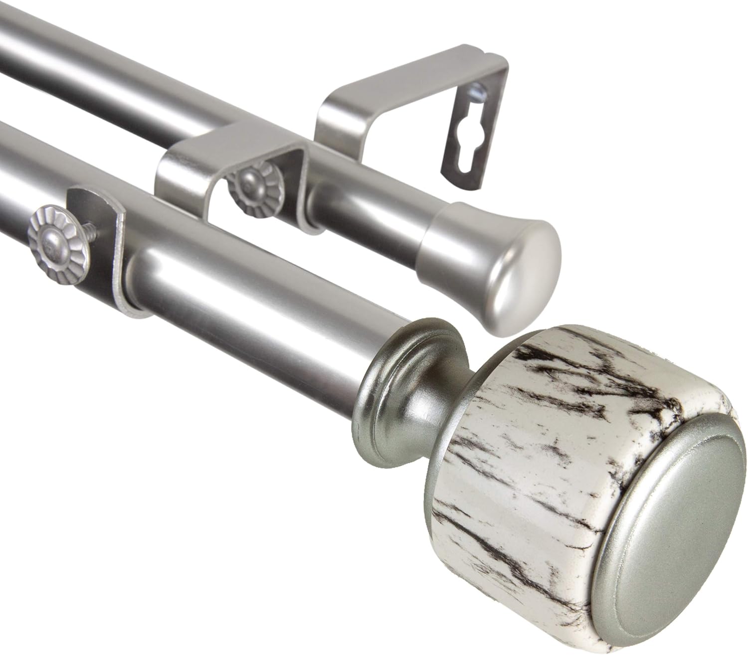 Rod Desyne 1" Janice Double Curtain Rod, 28-48 inch, Satin Nickel