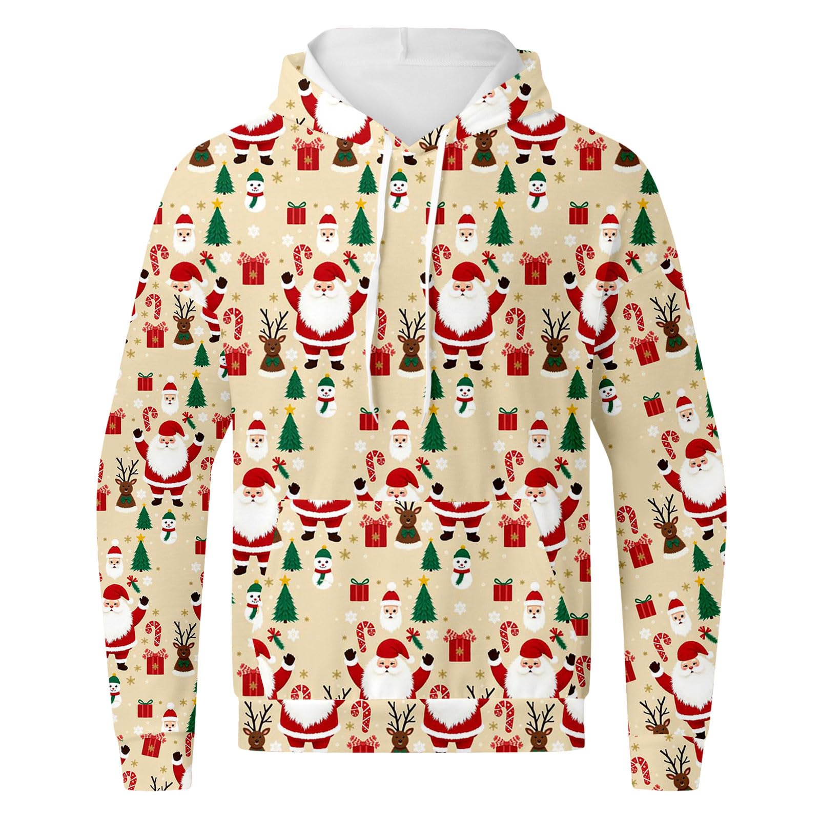 Conjunto de sudadera con capucha y pantalones para hombre, estilo casual, estampado de Navidad, 2026 (3)
