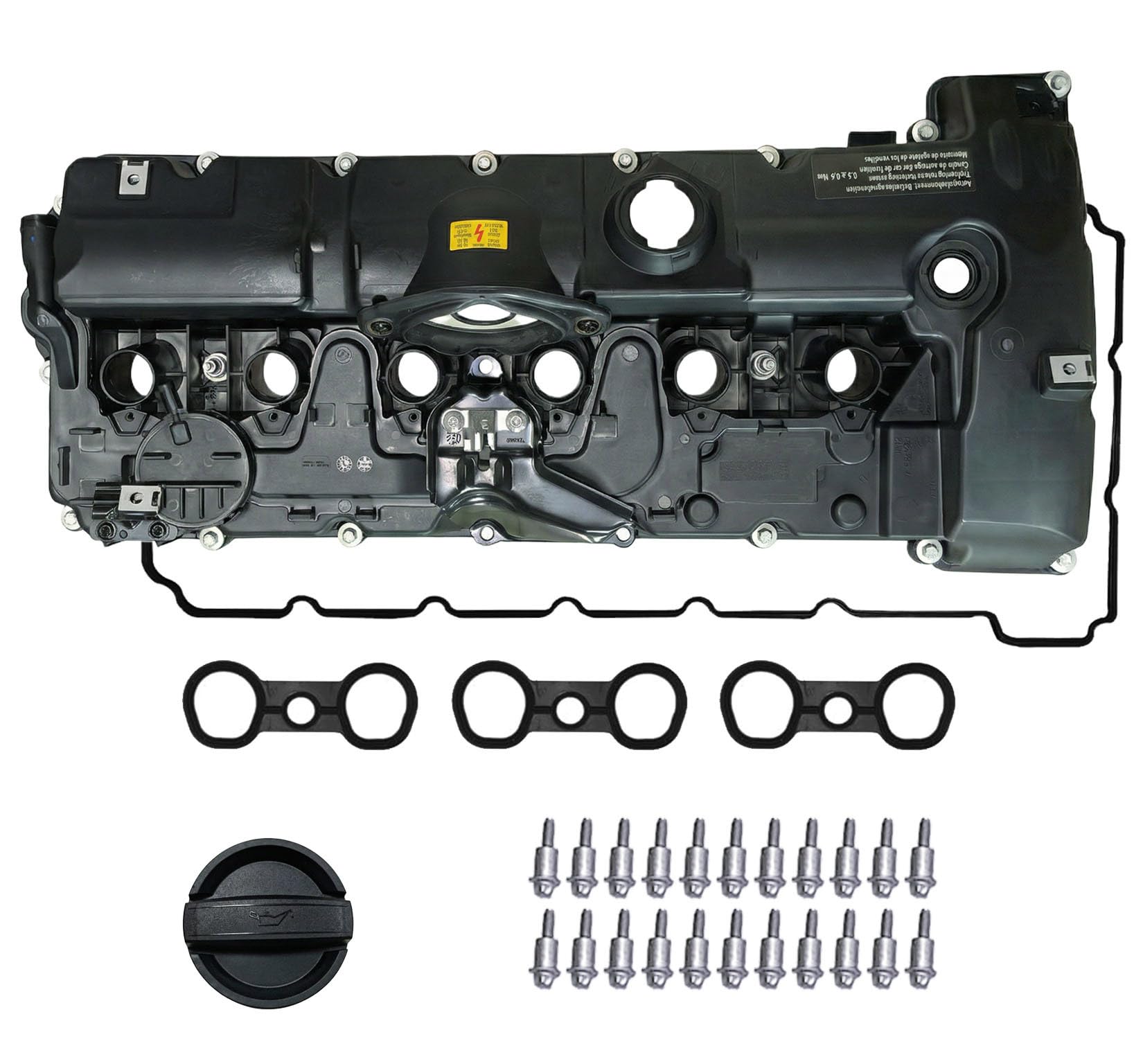 N52 Engine Valve Cover Kit Compatible with BMW E82 128i, E9X 323i 328i, E60 528i, E70 X5 3.0si, E83 X3, E85 Z4, E89 Z4, F10 528i N52/ N51 SULEV Replaces OEM # 11127552281