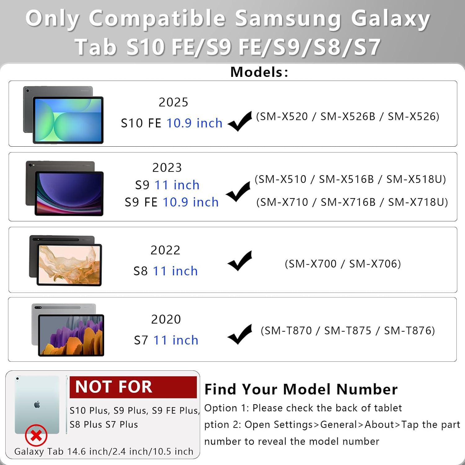 Keyboard Case for Samsung Galaxy Tab S10 Lite/S10/S9 FE 10.9'' and S11/S9/S8/S7 11" Magnetic Keyboard Floating Cantilever Stand with Multi-Touch Trackpad Wireless Backlit with S Pen Holder