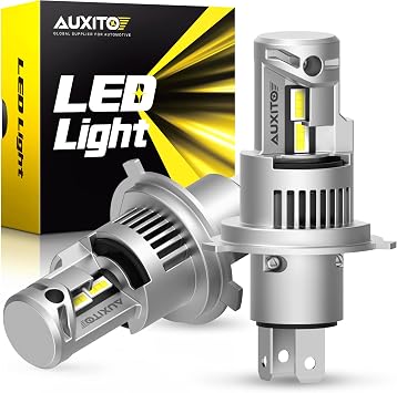 AUXITO 2024 Upgraded H4 LED Bulb, 11 Mini Size No Adapter Required, 6500K White, Non-Polarity, 9003 LED Fog Lights, Plug and Play, Pack of 2