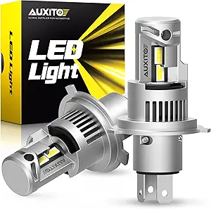 AUXITO New Upgraded H4 LED Bulbs, 27000LM Per Set 700% Brighter 9003 HB2 Fog Lights 6000K White, Halogen Replacement with Fan, Plug and Play, Pack of 2