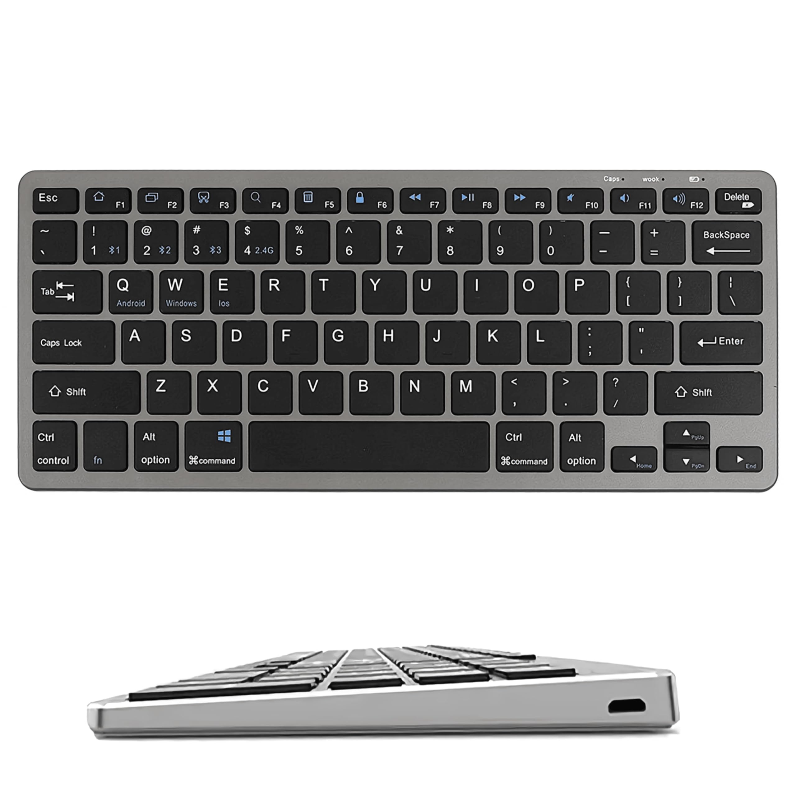 ZIZIS Teclado Bluetooth Inalámbrico Español – Compatible con iOS, Android y Windows para iPad, iPhone, Samsung, Huawei, Lenovo, Tablets y Otros Dispositivos (Plata)