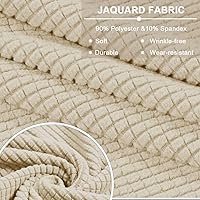 Vista 6 de Funda para Otomán Cuadrada Plegable de Almacenamiento Fundas para Otomán Jacquard Elásticas Cubo Reposapiés Fundas para Taburete ProZtector con Beige