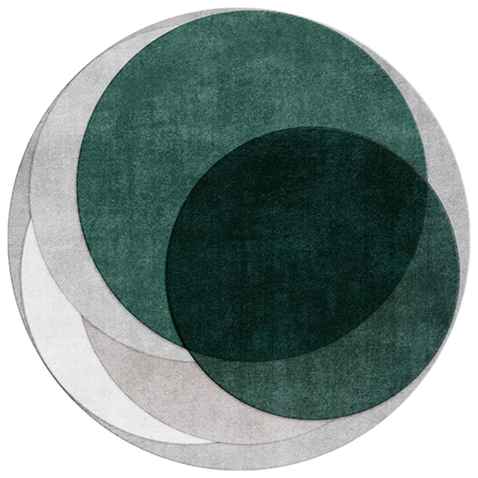 Tapis moderne de qualité supérieure au toucher doux gris vert rond