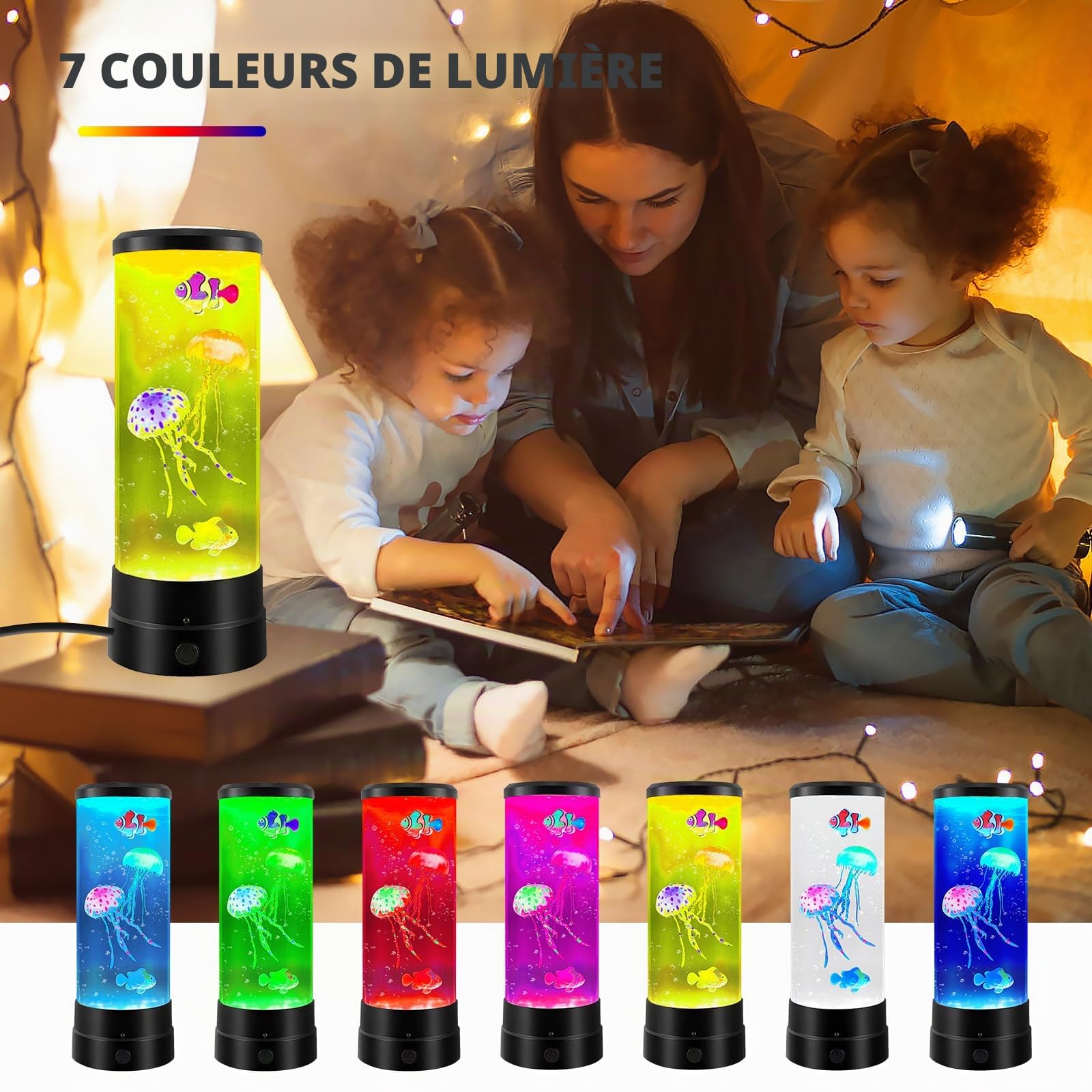 BYZESTY Lampe méduse à lave, lampe à lave, méduses, lampe à lave, lampe à méduses, lampe LED 17 couleurs, lampe d'aquarium pour lumière d'ambiance, veilleuse, décoration de la maison