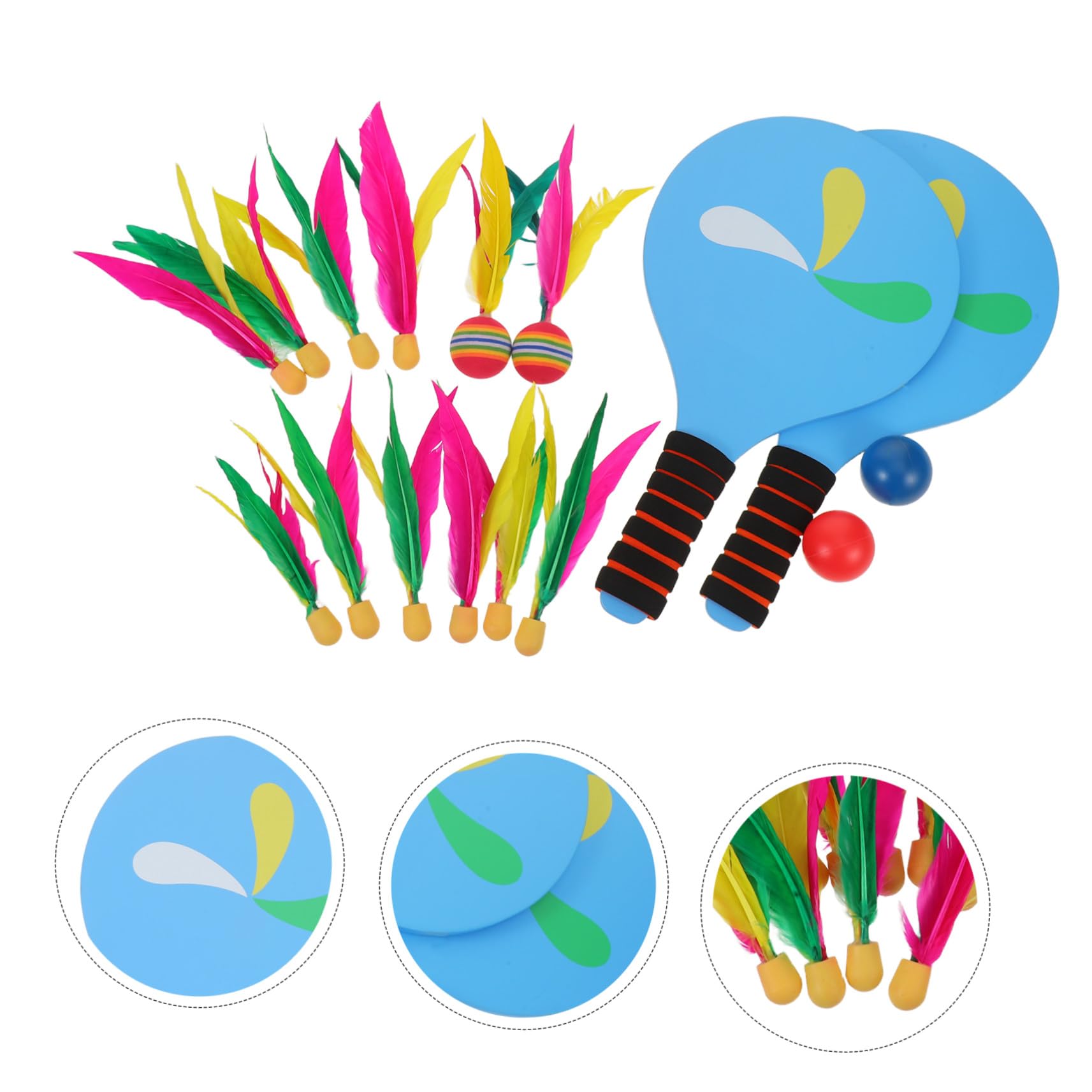SUPVOX Set di Racchette da Badminton in Legno Volano in Piuma di Anatra Costruzione Rinforzata per Gioco All'aperto Adulti Spiaggia Parco