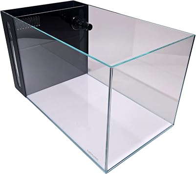 LIFEGARD Low Iron Ultra Clear 7.5 Gallon Crystal Aquarium with Built in Side Filter Rimless Glass, 45 Beveled Edge, Peninsula Style with Directional Jet Flow