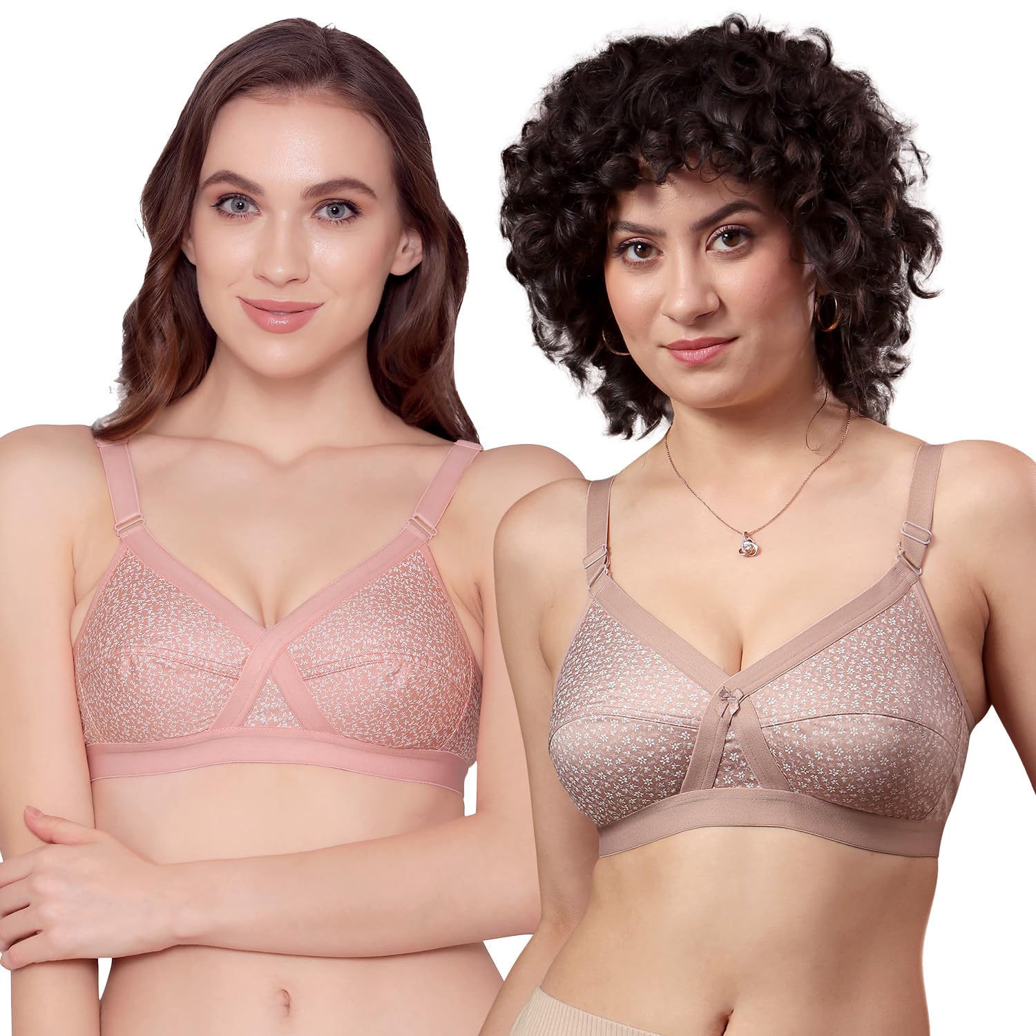 kalyani Maxine Cross Over Front Full Coverage Cotton Minimizer Bra Pack of 2-picture-15