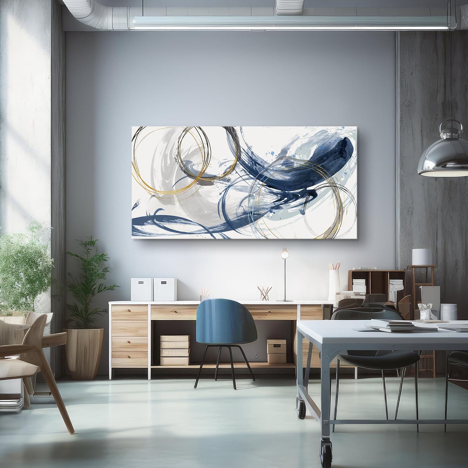 Sxurmtiie Canvas Wall Art Abstract Art Paintings Blue Fantasy Colorful Graffiti on White Background Modern Artwork wall Decor for Living Room Bedroom Kitchen20 x40