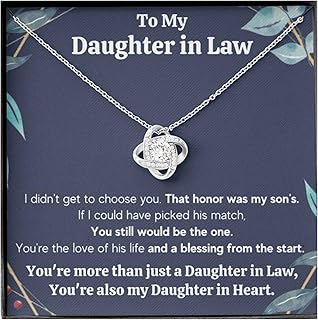 Daughter in Law Gifts Necklace From Mother in Law To My Bonus Daughter Honor Pendant Jewelry with Message Card and Box (Standard Box, Honor Gift Set)