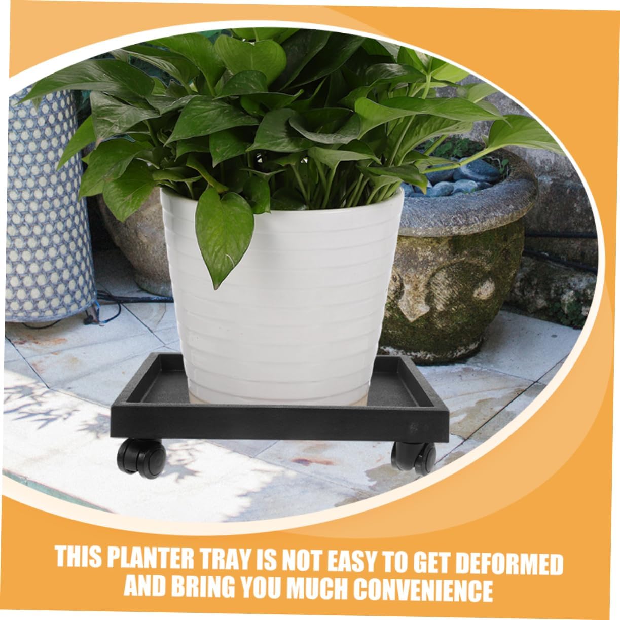 Movable Plant Tray with Wheels Heavy Duty Planter Holder for Use Stylish Flower Pot Stand with Lockable Casters Easy to Clean and Maintain